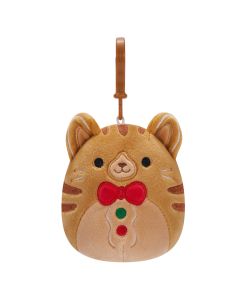 Squishmallows Official Plush 3.5 inch Gingerbread Cat Clip On - Childs Ultra Soft Stuffed Toy