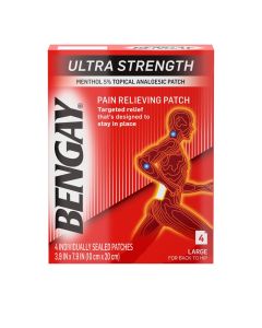 Ultra Strength Bengay Pain Relief Patch, 3.9 x 7.9 in, 4 Ct"