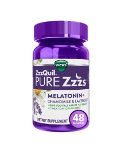 Vicks ZzzQuil Pure Zzzs Melatonin Sleep Aid Gummies, Dietary Supplement, 48 Ct"