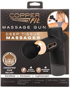 Copper Fit Percussion Massage Gun w/ 4 attachments, Cordless, Rechargeable, Compact, Portable, As Seen on TV"