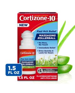 Cortizone-10 Massaging Rollerball 1% Hydrocortisone Fast Anti Itch and Bug Bite Itch Relief, Maximum Strength, 1.5 oz."