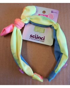 Scunci U Headband Tie-Dye, Neon Yellow,pink,blue for Girls, Buttons for Mask