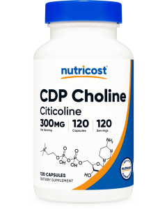 CDP Choline, Citicoline, 300 mg, 120 Capsules, Nutricost"