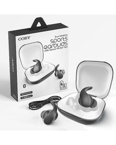 Coby Sports True Wireless Earbuds W/Secure-Fit Ear Tips | in-Ear Headphones up to 12 Hours Play | Sweat-Resistant | Noise-Isolating | in-Ear Earbuds |