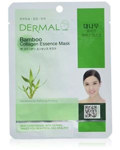 DERMAL Bamboo Collagen Essence Facial Mask Sheet 23g Pack of 10 - Hydrating & Calming, for Dewy and Glowing Skin, Daily Skin Treatment Solution Sheet