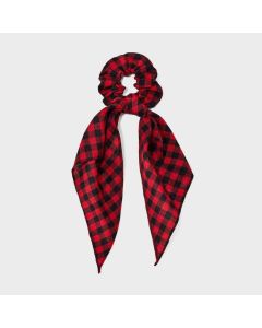 Buffalo Plaid Print Hair Twister Tail - Red/Black