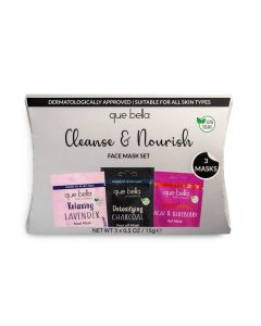 Que Bella Holiday Cleanse and Nourish Pamper Pouch Cleansing Face Mask Gift Set - 1.5 Fl Oz/3pc