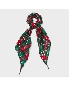 Snowflake and Plaid Print Hair Twister with Tails - Multicolor