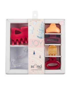 Scunci Holiday Assorted Claw Hair Clips Gift Set - Pink - 6ct