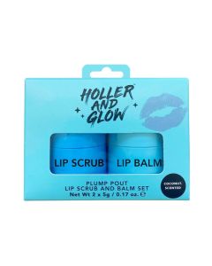 Holler and Glow Plump Pout Lip Scrub and Balm Set - Coconut - 0.17oz/2ct