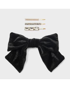 Girls' 4pk Velvet Bow and Bobby Hair Clips - Cat & Jack™ Gold/Black