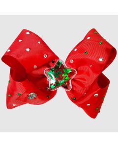 Girls' JoJo Siwa Christmas Bow with Star Shaker Hair Clip - Red