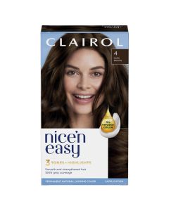 Clairol Nice'n Easy Permanent Hair Color Cream, 4 Dark Brown, Hair Dye, 1 Application"