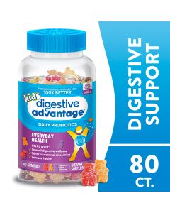 Digestive Advantage Kids Daily Probiotics, Gut Health For Kids, Natural Fruit Flavors, 80 Gummies"