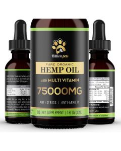 Billion Pets - Hemp Oil for Dogs and Cats - Hemp Oil Drops with Omega Fatty Acids - Hip and Joint Support and Skin Health 1 Pack