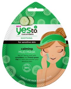 Yes To Cucumber Calming Mud Mask Single Use Soothing Face Mask 0.33 Oz