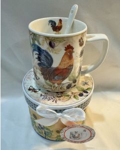 New PORCELAIN Tea Cup / Coffee Mug & Spoon with Matching Round Gift Box Roaster