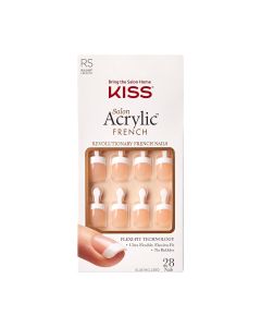 KISS Salon Acrylic, Press on Nails, Power Play, Beige, Real Short Squoval, 28 Count"