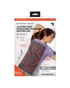 Calming Comfort Massaging Weighted Heating Pad by Sharper Image with Massaging Vibrations, 6 Settings- 3 Heat, 3 Massage- 9 Relaxing Combinations, 12” x 24”, 4 lbs"