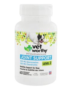 Vet Worthy - Joint Support Level 2 For Dogs with Glucosamine & Chondroitin Liver Flavor - 60 Chewables