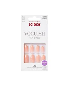 KISS Voguish Fantasy, Press On Nails, Kindred, Beige, Medium Almond, 28 Count"