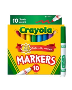 Crayola Broad Line Markers, 10 Ct Classic Colors, School Supplies for Teachers and Kids, Classroom Supplies"