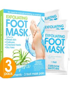 Foot Peel Mask (3 Pack), Foot Mask with Aloe Vera, Exfoliating Baby Foot Peel - Feet Peeling Mask for Baby Feet, Foot Masks for Dry Cracked Feet, Disposable Foot Peel Mask for Women - Remo"