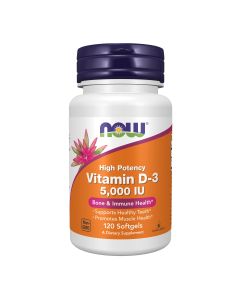 NOW Supplements, Vitamin D-3 5,000 IU, High Potency, Structural Support*, 120 Softgels"