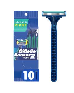 Gillette Sensor2 Plus Pivoting Head Men's Disposable Razors, 10 Count"