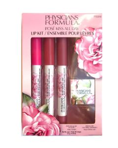 Physicians Formula Rose Kiss All Day Lip Kit Gift Set 3 Glossy Lip + Sharpener