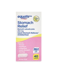 Equate Bismuth Caplets for Upset Stomach and Diarrhea Relief, 262mg, 40 Count"