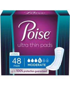 Poise Ultra Thin Incontinence/Bladder Long Length, 48 Count"