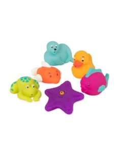 Battat 6 Piece Best Friends Bath Buddies Swimming Pool Bathtub Squirt Toys - Seal, Frog, Starfish, Goldfish, Duck & Fish"