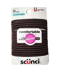 Scunci No Damage Hair Ties 18 Count Elastics Medium Hold Black