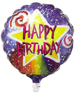 CTI Industries Happy B'day Watercolor Star Package Balloon, 18"", Multicolor"