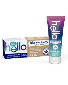 hello Kids Dragon Dazzle Blue Raspberry Fluoride Toothpaste, Vegan & SLS Free"