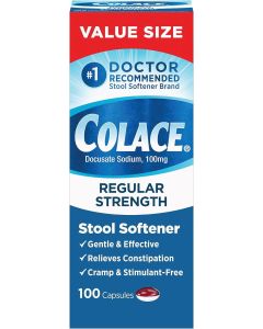 Colace Regular Stool Softener 100mg Docusate Sodium Capsules - 100 Count