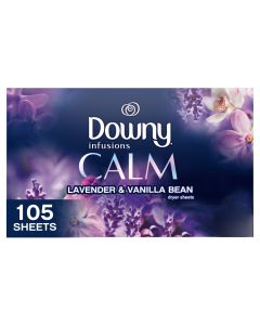 Downy Infusions Dryer Sheets, Calm, Lavender & Vanilla Bean, 105 ct"