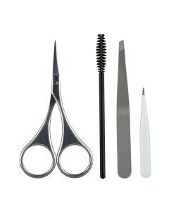 Japonesque Slant Tweezer, Point Tweezer, Scissors, & Spoolie Brow Kit"