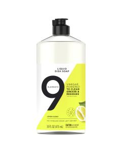 9 Elements Liquid Dish Soap, Lemon Scent, 16 oz"