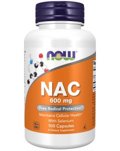 NOW Supplements, NAC (N-Acetyl Cysteine) 600 mg with Selenium & Molybdenum, 100 Veg Capsules"