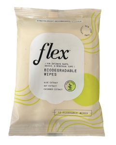 Flex Biodegradable Wipes For Intimate Parts, Plant Based, 12 Flushable Wipes (Packaging May Vary)"