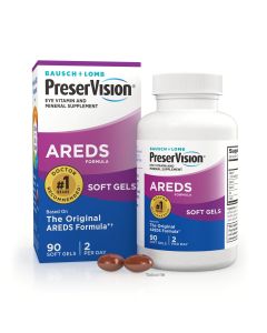 Bausch + Lomb PreserVision AREDS Eye Vitamin & Mineral Supplement Tablets, 90 Count Bottle (Soft Gels)"