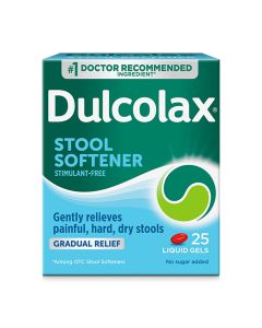 Dulcolax Docusate Sodium Laxative Liquid Gel Pills, Stimulant-Free Stool Softener, 100 mg, 25 Count"