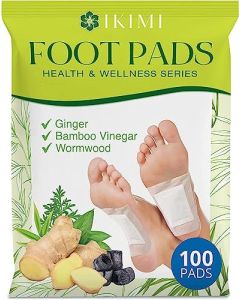 IKIMI 100 Ginger Foot Pads for Better Sleep, Stress Relief and Foot Care - Bamboo Vinegar and Wormwood Powder Patches