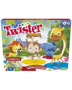 Twister Junior Game, Animal Adventure 2-Sided Mat, Game for 2-4 Players, Ages 3 and Up"