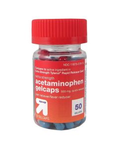 Acetaminophen Extra Strength Pain Reliever + Fever Reducer Quick Release Gelcaps - 50ct - up & up