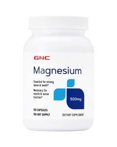 GNC Magnesium 500mg, 120 Capsules, Supports Calcium Absorption and Strong Teeth and Bones"