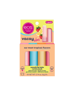 Eos Vacay Vibes Lip Balm Stick- Tropical Variety Pack, 0.14 oz, 4 per Pack"