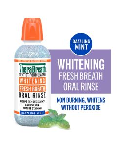 TheraBreath Whitening Mouthwash, Dazzling Mint, Dentist Formulated, 16 fl oz"